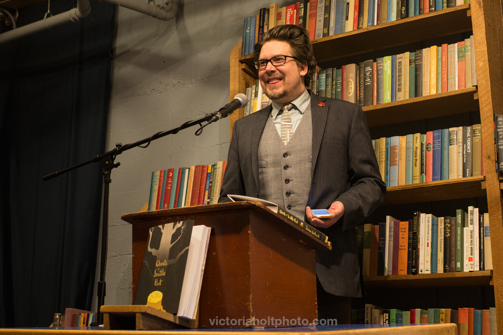 Josh at the book release at Elliott Bay Books. Photo by Victoria Holt.